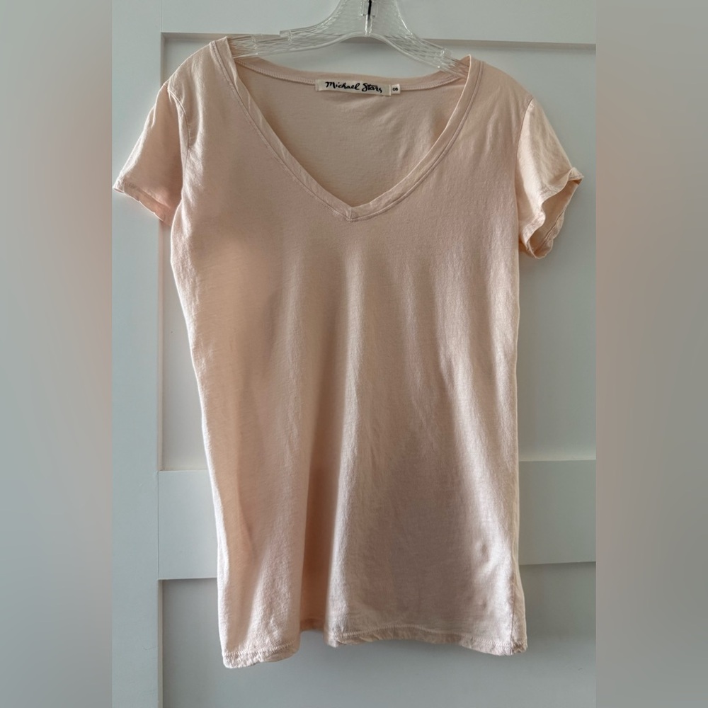 Michael Stars Blush Pink V-Neck Short Sleeve Tee
